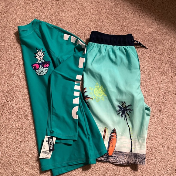 NWT Long Sleeve Oshkosh Swim Shirt and trunks size 12 - Picture 2 of 4